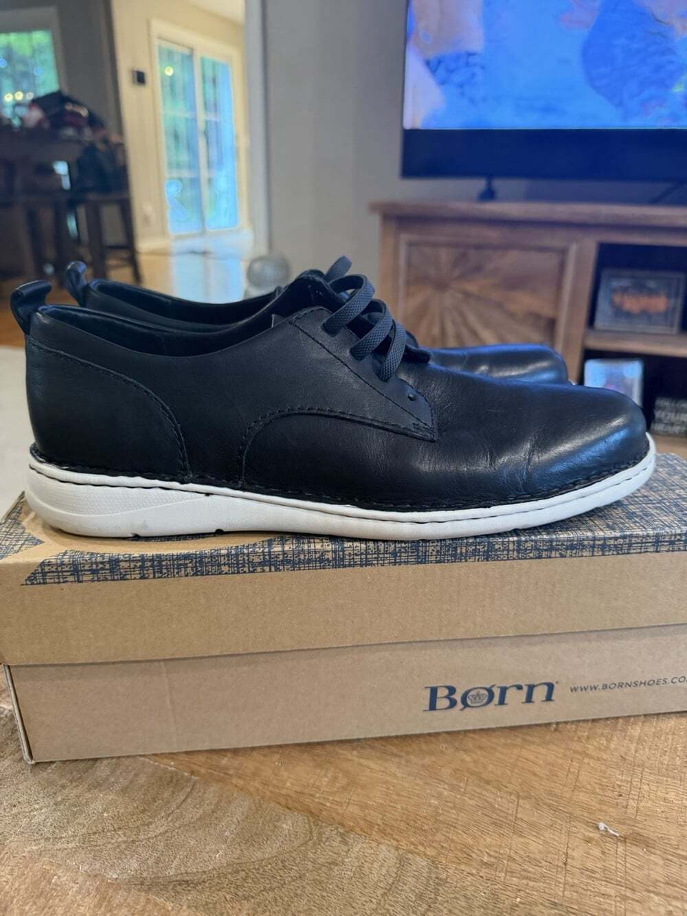 Born Todd Black Leather Casual Oxford Shoes Men’s Size 9 M BM0006803 w/ Box - Picture 9 of 10